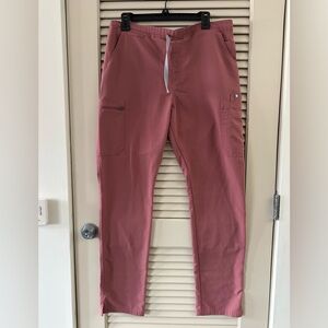 Figs Scrubs Women’s Large Tall Scrub pants in mauve.